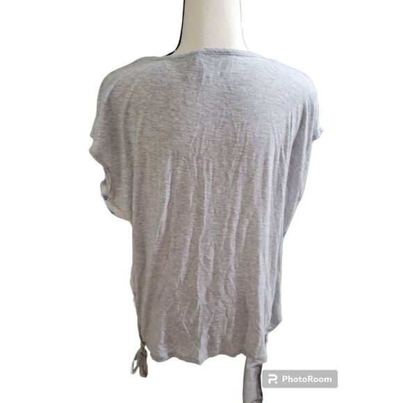 Vince Camuto Mixed Media Sheer Side Tie Blouse Size L - Picture 3 of 6
